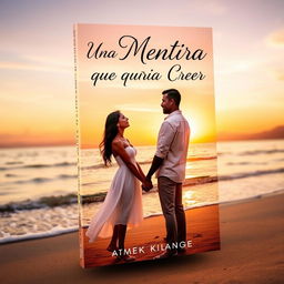 A captivating book cover for a romance novel titled "Una Mentira Que Queria Creer"