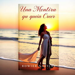 A captivating book cover for a romance novel titled "Una Mentira Que Queria Creer"