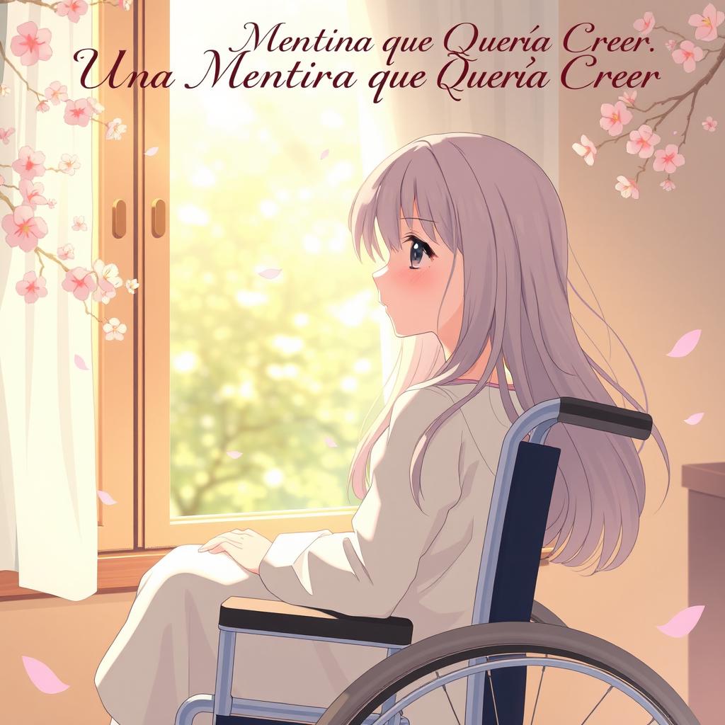 anime style cover art for a romantic story titled "Una Mentira que Quería Creer"