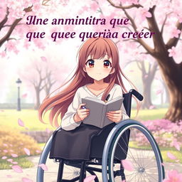 An anime-style book cover depicting a heartwarming romance story titled "Una mentira que quería creer"