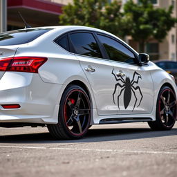 A white Nissan Sentra 2016 SV with striking black five-star rims