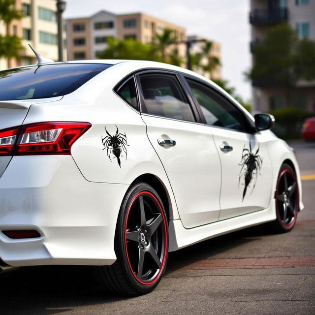 A white Nissan Sentra 2016 SV with striking black five-star rims