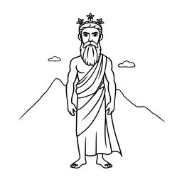 A simple yet majestic depiction of a Greek god, easy to draw