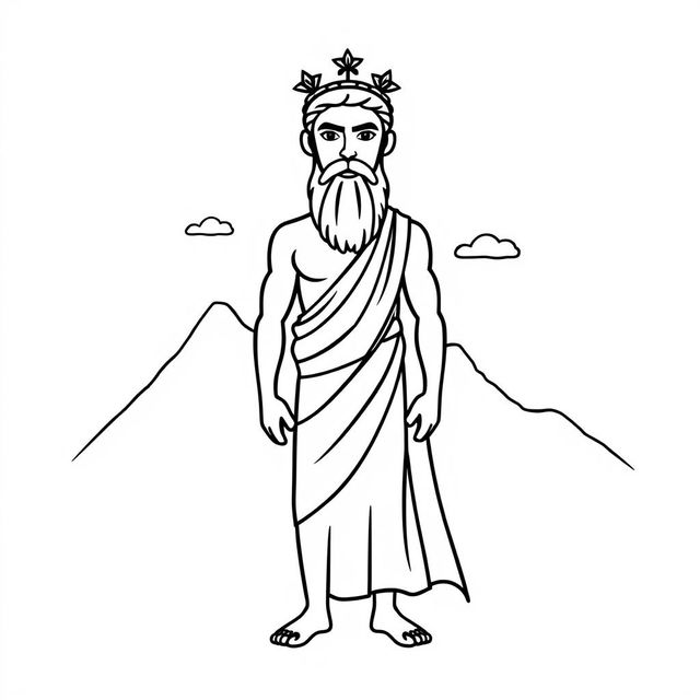 A simple yet majestic depiction of a Greek god, easy to draw