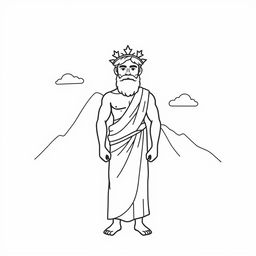 A simple yet majestic depiction of a Greek god, easy to draw