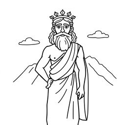 A simple yet majestic depiction of a Greek god, easy to draw