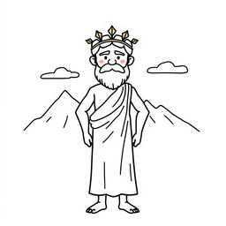 A simple yet majestic depiction of a Greek god, easy to draw