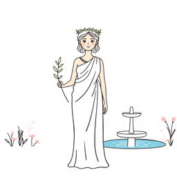 A simple yet elegant depiction of a Greek goddess, easy to draw