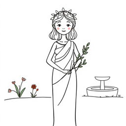 A simple yet elegant depiction of a Greek goddess, easy to draw