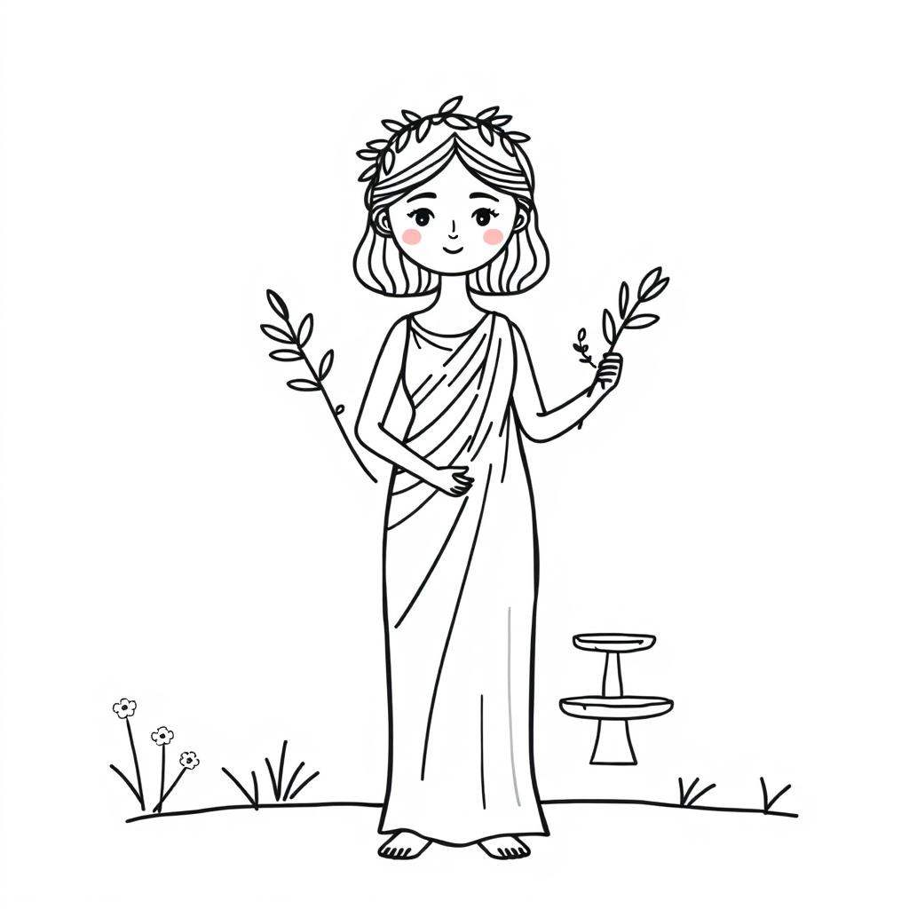 A simple yet elegant depiction of a Greek goddess, easy to draw