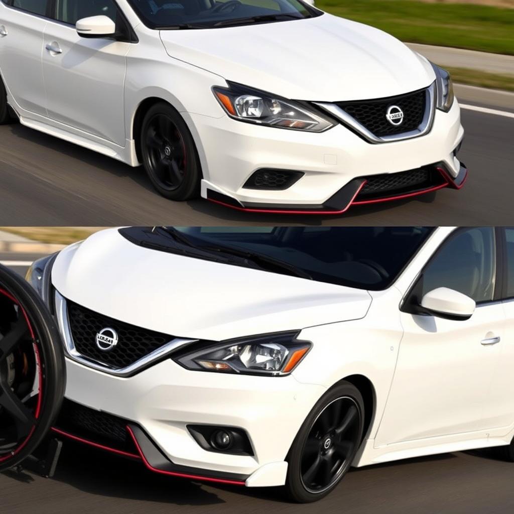 A white 2016 Nissan Sentra SV with a sleek and aggressive design