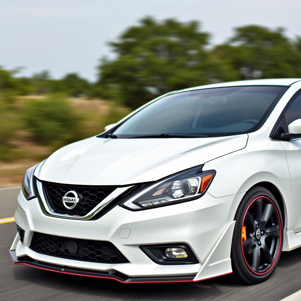 A white 2016 Nissan Sentra SV with a sleek and aggressive design