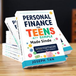 A professional and authoritative design for a book cover titled "Personal Finance for Teens Made Simple" by Joseph Tan