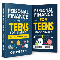 A professional and authoritative design for a book cover titled "Personal Finance for Teens Made Simple" by Joseph Tan