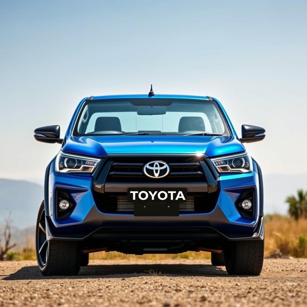 Full view of a 2024 Toyota Hilux featuring a custom body kit, showcasing the sleek and modern design of the pickup truck with enhanced aerodynamic features