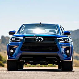 Full view of a 2024 Toyota Hilux featuring a custom body kit, showcasing the sleek and modern design of the pickup truck with enhanced aerodynamic features