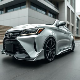 A 2024 Toyota Crown showcasing a stylish custom body kit, captured in a full car view