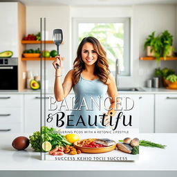 A captivating book cover design for 'Balanced & Beautiful: Conquering PCOS with the Ketogenic Lifestyle'