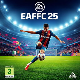 The cover art for EA Sports EAFc 25, featuring a thrilling soccer scene in a state-of-the-art stadium