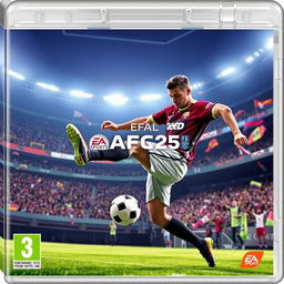 The cover art for EA Sports EAFc 25, featuring a thrilling soccer scene in a state-of-the-art stadium