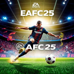 The cover art for EA Sports EAFc 25, featuring a thrilling soccer scene in a state-of-the-art stadium