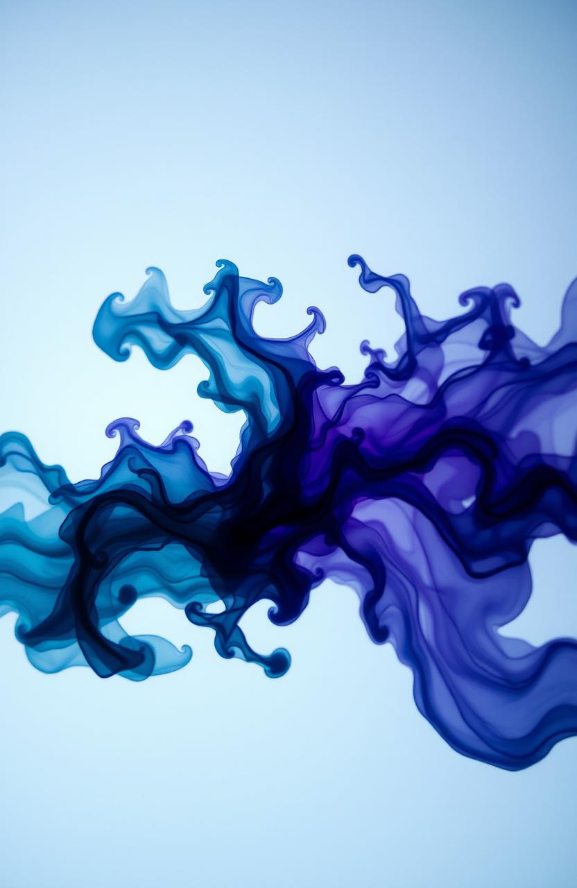 A mystical depiction of ink swirling through water, symbolizing the essence of the human soul