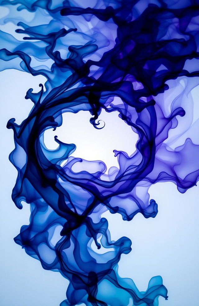 A mystical depiction of ink swirling through water, symbolizing the essence of the human soul