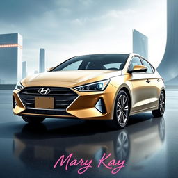 Design a modern and sophisticated Hyundai Elantra 2024 as a gift for women entrepreneurs, with subtle elements of Mary Kay style, using only minimal pink accents