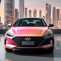 Create a sleek and modern Hyundai Elantra 2024 design, tailored for young, business-oriented women with a touch of Mary Kay inspiration