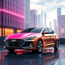 Create a sleek and modern Hyundai Elantra 2024 design, tailored for young, business-oriented women with a touch of Mary Kay inspiration