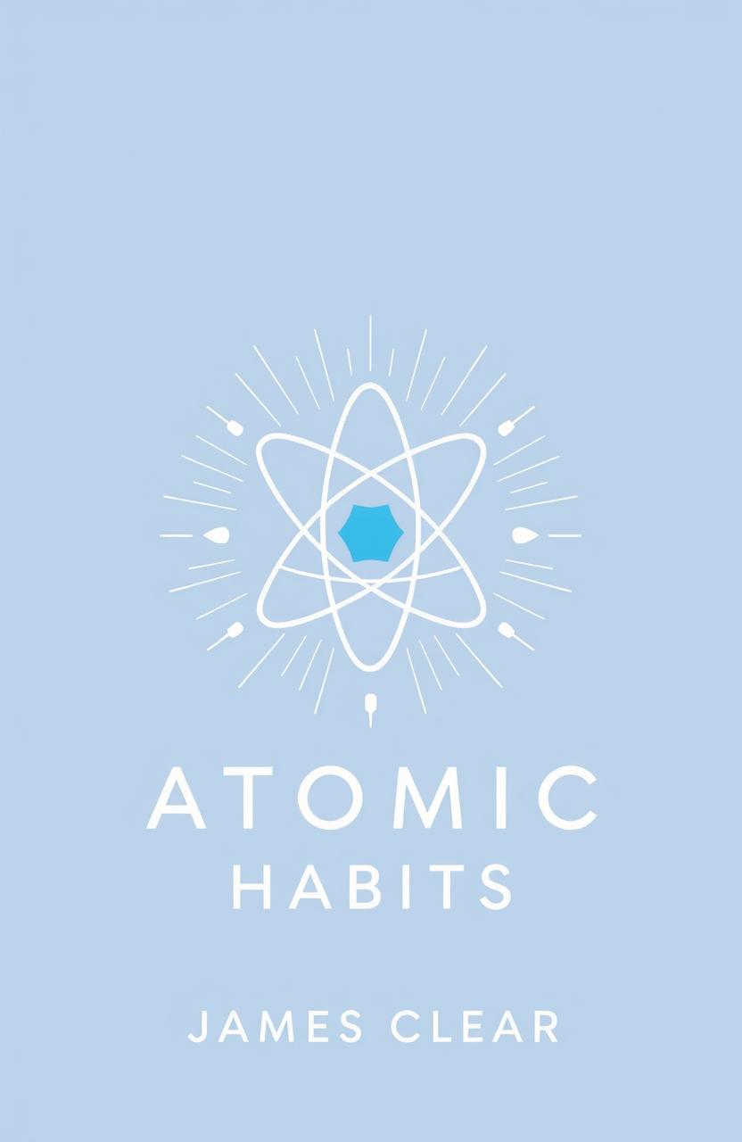 A clean and minimalist design representing the concept of "Atomic Habits" by James Clear