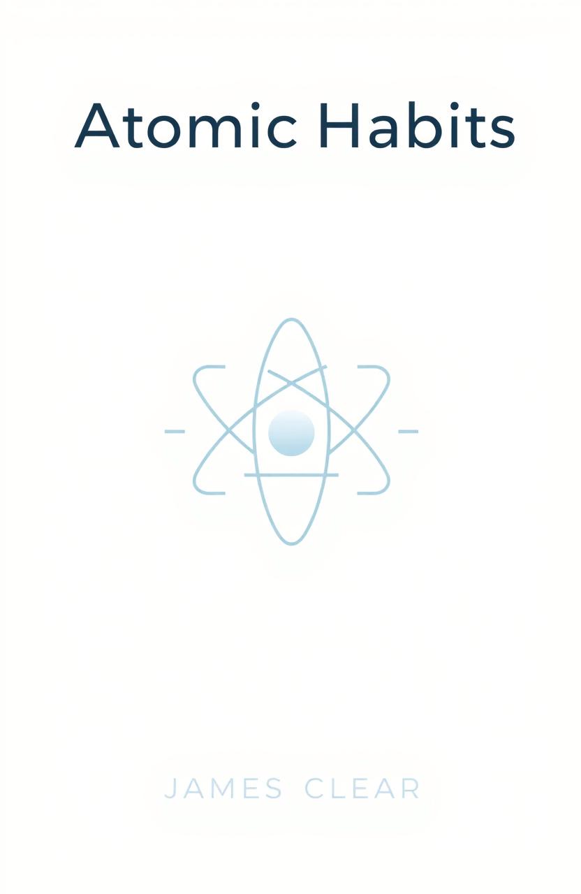 A clean and minimalist design representing the concept of "Atomic Habits" by James Clear