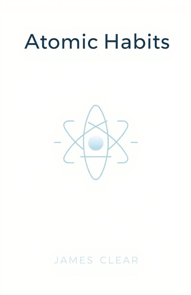 A clean and minimalist design representing the concept of "Atomic Habits" by James Clear