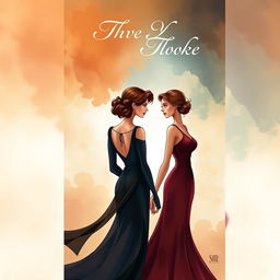 A captivating book cover illustration featuring two women holding hands while facing away from each other