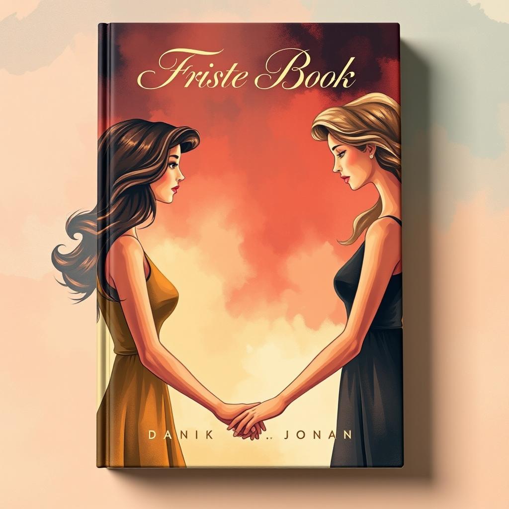 A captivating book cover illustration featuring two women holding hands while facing away from each other