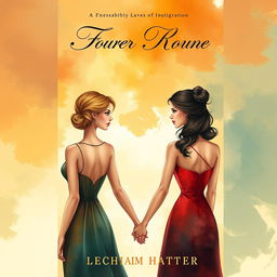 A captivating book cover illustration featuring two women holding hands while facing away from each other