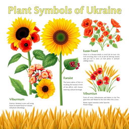 An advertising and educational poster titled "Plant Symbols of Ukraine" showcasing the vibrant flora