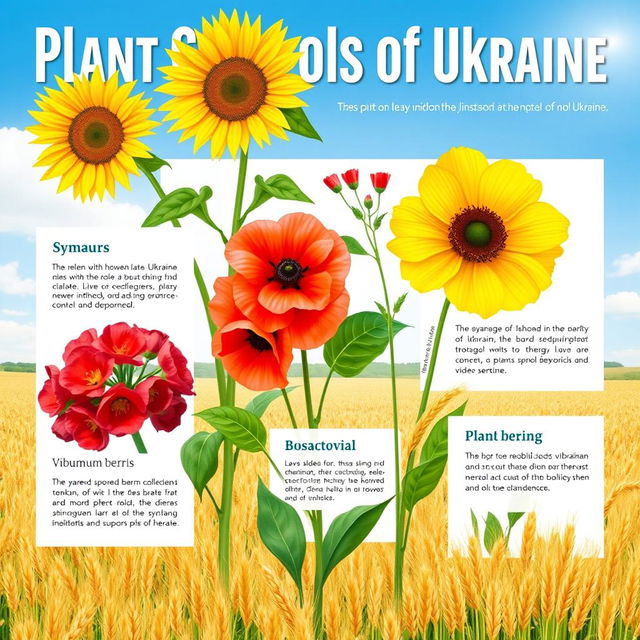 An advertising and educational poster titled "Plant Symbols of Ukraine" showcasing the vibrant flora