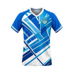 Futsal jersey with a modern design, featuring a dynamic blend of blue and white