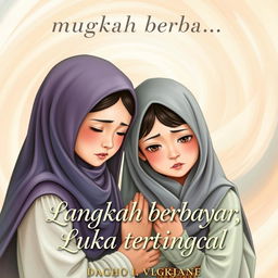 A book cover for "Langkah berbayar, Luka tertinggal" featuring two sisters