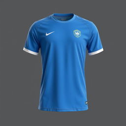 Futsal jersey with a modern yet simple design, primarily blue with crisp white accents