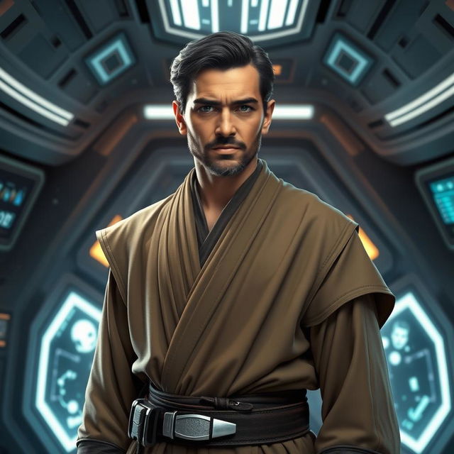 A Star Wars character named Juan Carlos, styled as a Jedi warrior in the Star Wars universe