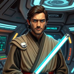 A Star Wars character named Juan Carlos, styled as a Jedi warrior in the Star Wars universe