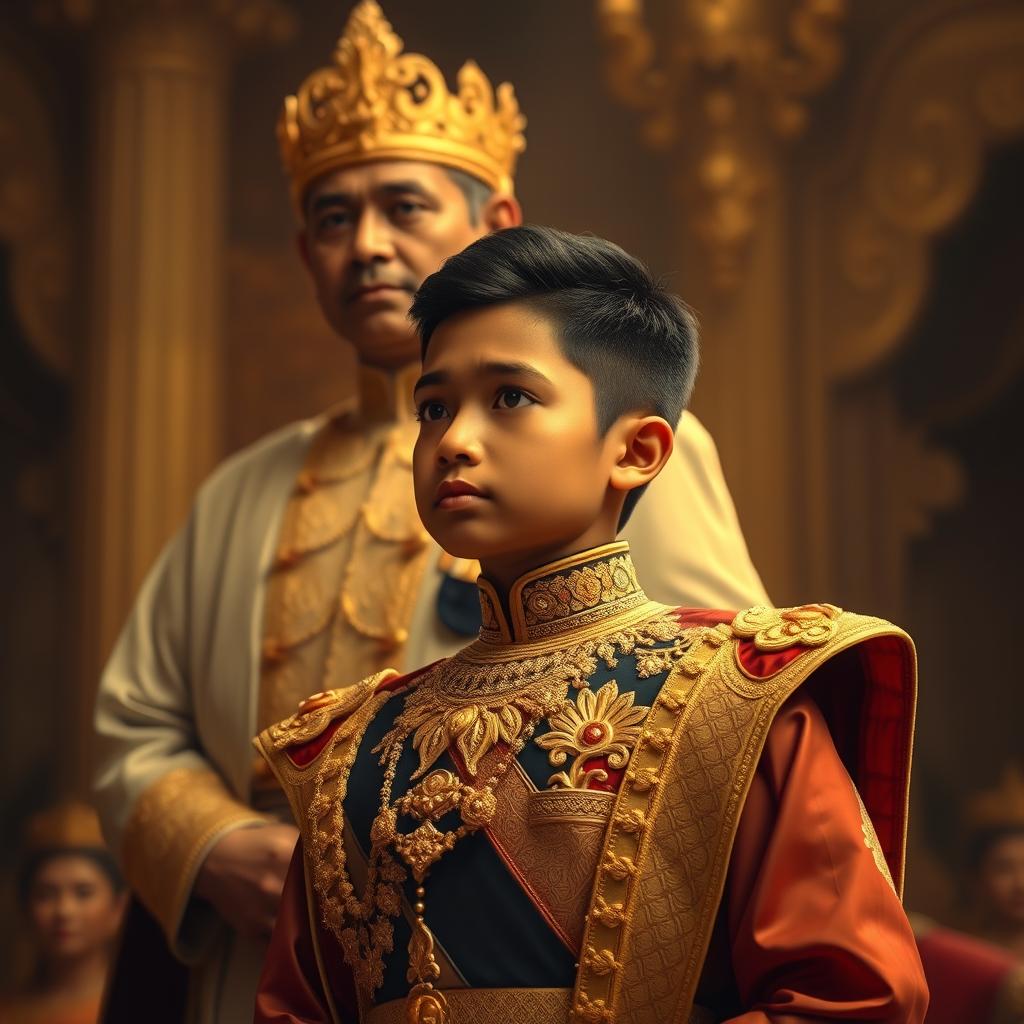 Prince Wicitrawirya, at the tender age of 17, stands with a regal yet youthful presence as he ascends to the throne