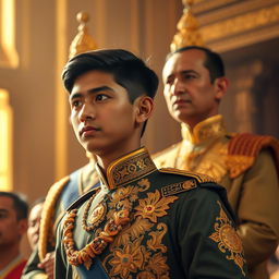 Prince Wicitrawirya, at the tender age of 17, stands with a regal yet youthful presence as he ascends to the throne