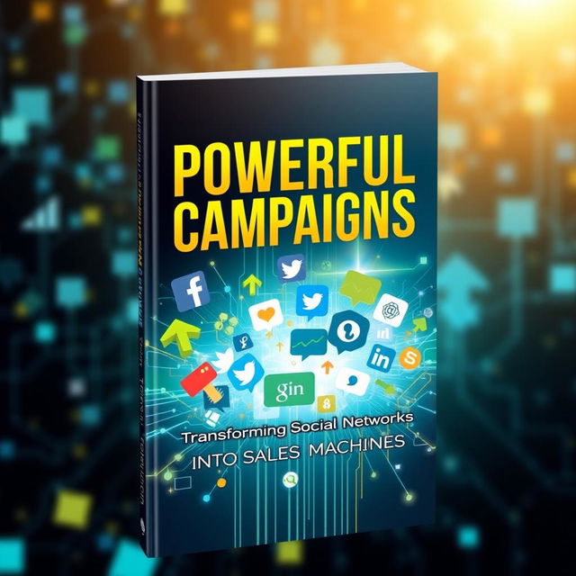 A captivating and engaging e-book cover design for 'Powerful Campaigns: Transforming Social Networks into Sales Machines'