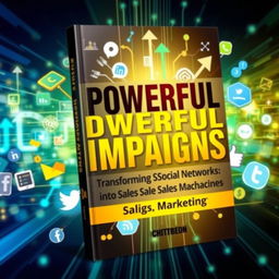 A captivating and engaging e-book cover design for 'Powerful Campaigns: Transforming Social Networks into Sales Machines'