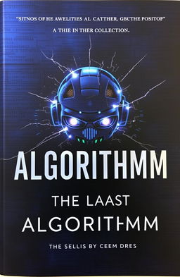 Book cover for "The Last Algorithm" featuring a dark metallic background infused with deep blues and grays, displaying subtle digital patterns