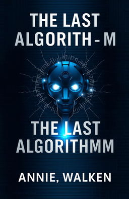 Book cover for "The Last Algorithm" featuring a dark metallic background infused with deep blues and grays, displaying subtle digital patterns