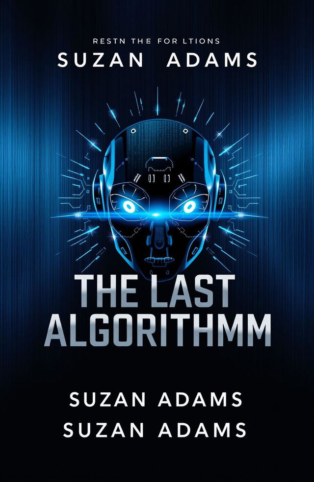 Cover design for "The Last Algorithm" featuring a dark metallic background with deep blues and grays